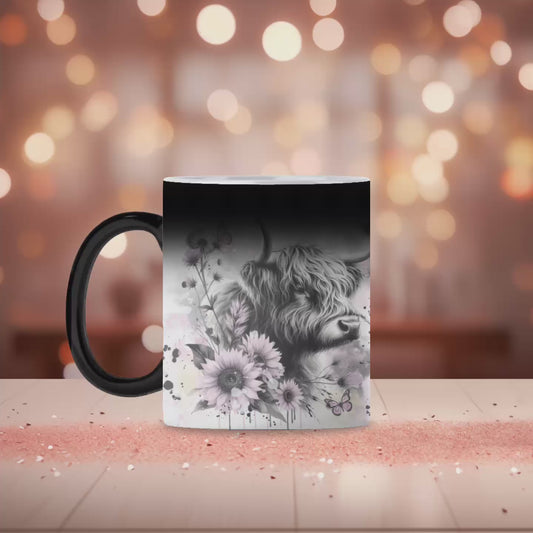 Black and white highland magic mug