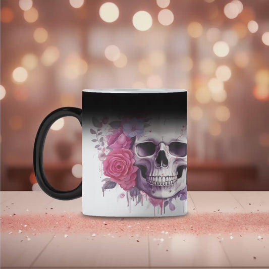 Floral skull magic mug