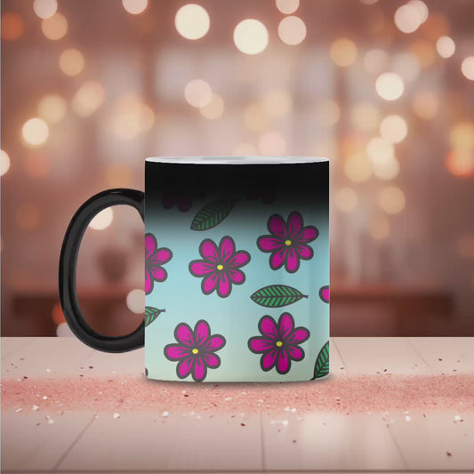 Pink/purple floral magic mug